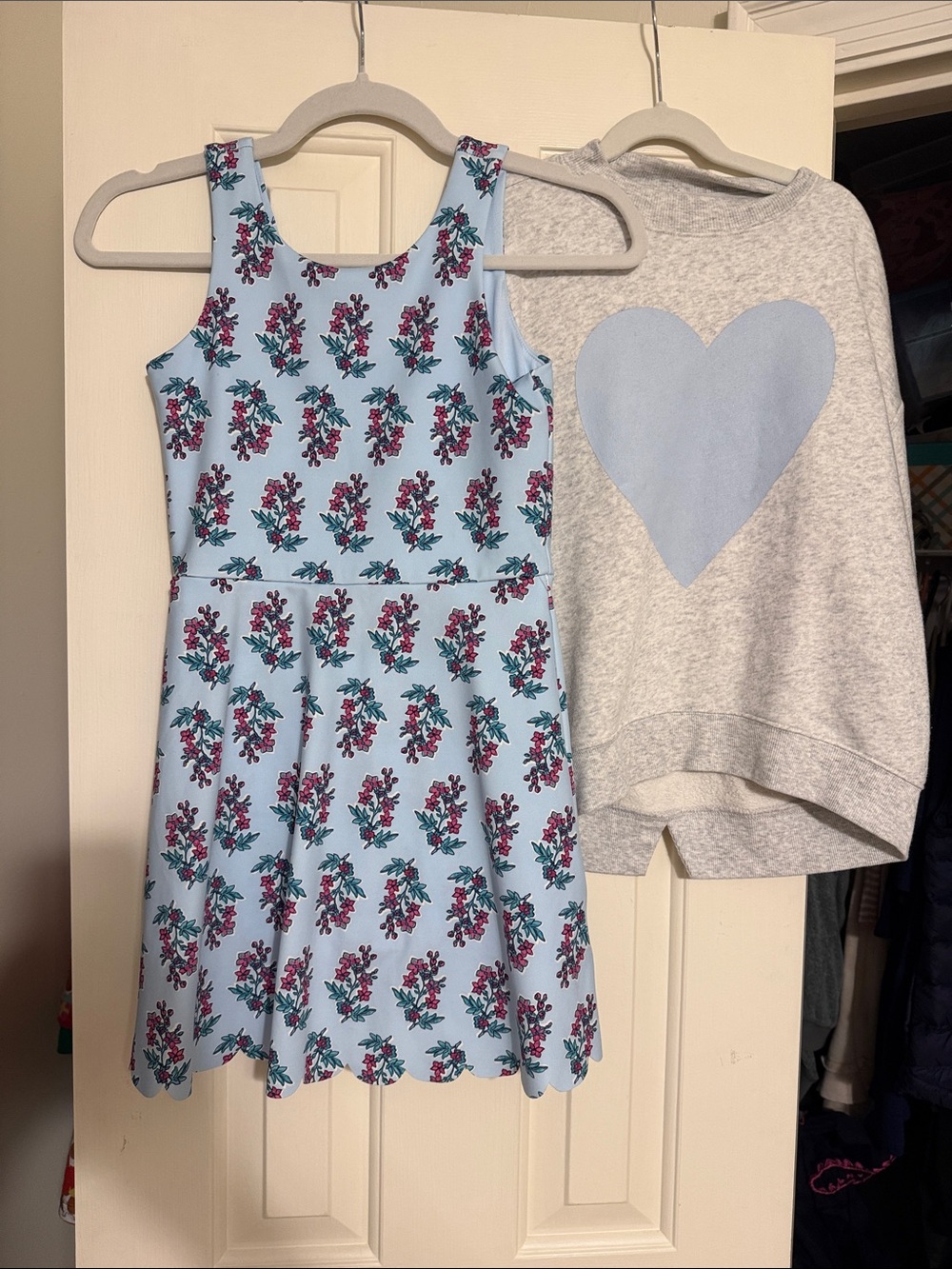 Crewcuts Girls Light Blue Floral athletic Dress with Scalloped Hem size 10